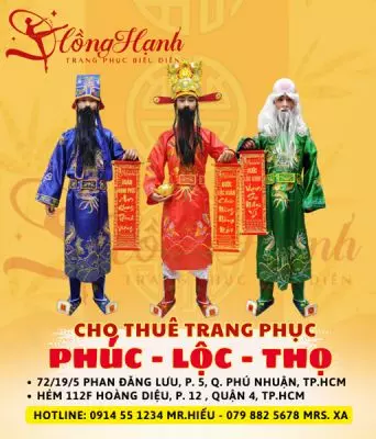 Cho Thuê Trang phục Phúc Lộc Thọ, Ông Thần Tài đỏ ở TP. HCM
