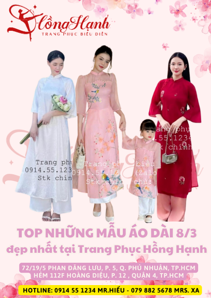 Top những mẫu áo dài 8/3 đẹp nhất tại cho thuê Trang Phục Hồng Hạnh