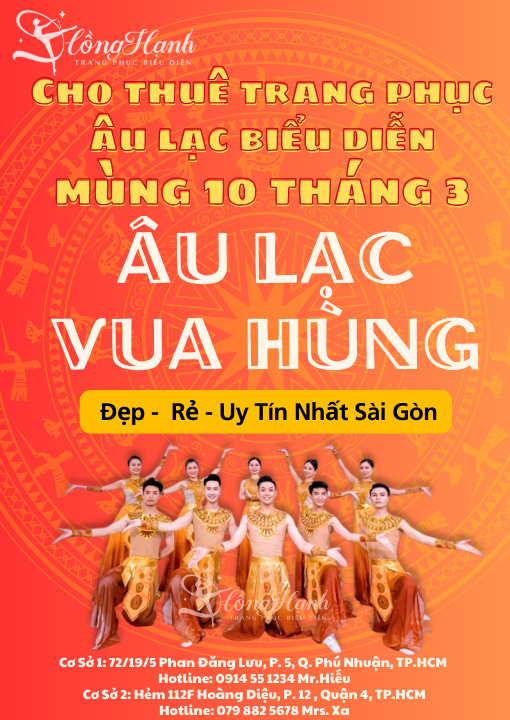Cho thuê trang phục Âu Lạc, Vua Hùng biểu diễn Mùng 10 tháng 3 [Mẫu Mới]