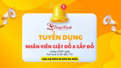 Tuyển Dụng Nhân Viên Giặt Đồ & Gấp Đồ